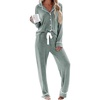 image:imageEkouaer Womens Pajamas Long Sleeve Loungewear Casual Button Down PjsDark Green
