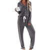 image:imageEkouaer Womens Pajamas Long Sleeve Loungewear Casual Button Down PjsFlower Grey