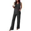 image:imageEkouaer Womens Pajamas Set Sleeveless Lounge Sets Tank Top and Pants PjsDark Grey