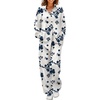 image:imageEkouaer Womens Satin Silky Pajama Set Soft Long PJs Button Down LoungewearBblue Flower
