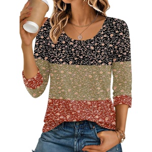 image:imageEkouaer 34 Sleeve Womens Tops Scoop Neck T Shirts 2026 Casual Basic TeesFlowersxh553