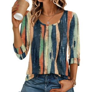 image:imageEkouaer 34 Sleeve Womens Tops Scoop Neck T Shirts 2026 Casual Basic TeesMulticolorcx289