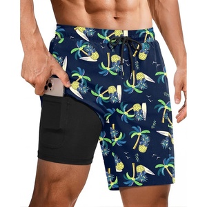image:imageEkouaer 9 Inch Mens Swim Trunks with Compression Liner 2 in 1 Board ShortsSunglass Pineapple