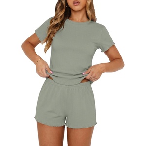 image:imageEkouaer Cute Pajama Sets for Women Summer Short Sleeve Lounge Sets SXXLGreen