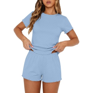 image:imageEkouaer Cute Pajama Sets for Women Summer Short Sleeve Lounge Sets SXXLLight Blue