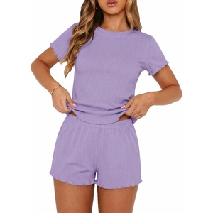 image:imageEkouaer Cute Pajama Sets for Women Summer Short Sleeve Lounge Sets SXXLLilac