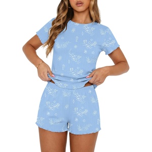 image:imageEkouaer Cute Pajama Sets for Women Summer Short Sleeve Lounge Sets SXXLOcean Blue