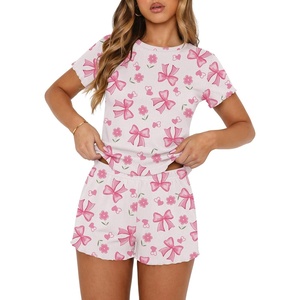 image:imageEkouaer Cute Pajama Sets for Women Summer Short Sleeve Lounge Sets SXXLPink Bow