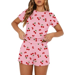 image:imageEkouaer Cute Pajama Sets for Women Summer Short Sleeve Lounge Sets SXXLPink Cherry