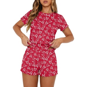 image:imageEkouaer Cute Pajama Sets for Women Summer Short Sleeve Lounge Sets SXXLRed Love