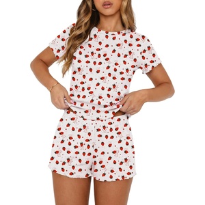 image:imageEkouaer Cute Pajama Sets for Women Summer Short Sleeve Lounge Sets SXXLStrawberry