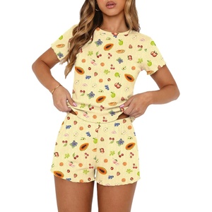 image:imageEkouaer Cute Pajama Sets for Women Summer Short Sleeve Lounge Sets SXXLYellow Fruit