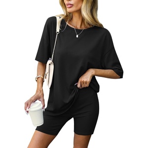 image:imageEkouaer Lounge Sets 2 Piece Summer Outfits 2026 Oversized Biker Short SetsBlack
