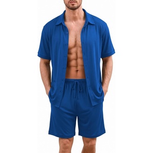 image:imageEkouaer Mens Pajama Sets Button Down Summer Pjs Hawaiian Lounge Set XSXXLRoyal Blue