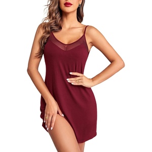 image:imageEkouaer Nightgowns for Women Sleeveless Nighty Sexy Sleep Dress ChemiseWine Red