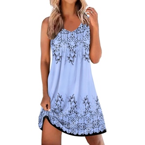 image:imageEkouaer Nightgowns for Women Sleeveless Sleep Shirt Tank V Neck Night GownDusty Blue Print