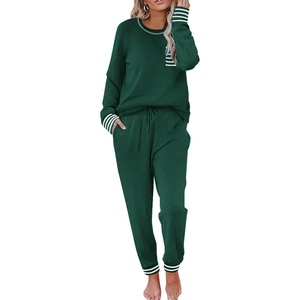 image:imageEkouaer Pajamas Womens Long Sleeve Pj Set Soft 2 Piece LoungewearGreen