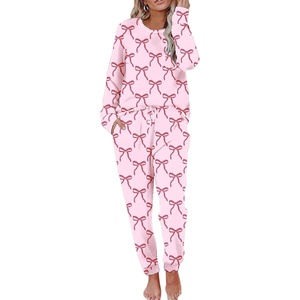 image:imageEkouaer Pajamas Womens Long Sleeve Pj Set Soft 2 Piece LoungewearPink Bow