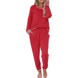 image:imageEkouaer Pajamas Womens Long Sleeve Pj Set Soft 2 Piece LoungewearRed