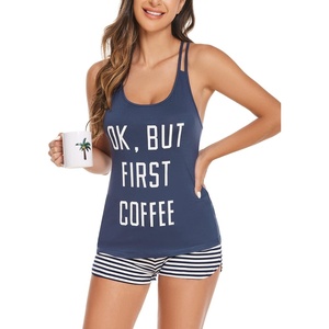 image:imageEkouaer Womens Cami Pajama Set Sleeveless Racerback Tank Top Soft SleepwearNavy Stripes
