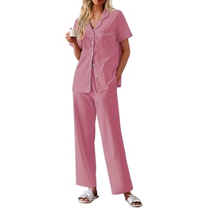 image:imageEkouaer Womens Cotton Pajamas Set Short Sleeve Button Down Pjs with PantsDusty Rose