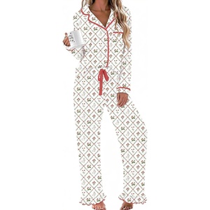 image:imageEkouaer Womens Pajama Sets Long Sleeve Sleepwear Button Down Pjs LoungewearBeige Bunny Flower