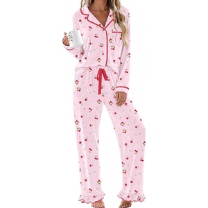 image:imageEkouaer Womens Pajama Sets Long Sleeve Sleepwear Button Down Pjs LoungewearPink Cherry Blossom