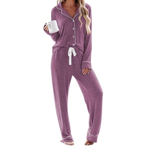 image:imageEkouaer Womens Pajamas Long Sleeve Loungewear Casual Button Down PjsCherry Red