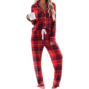 image:imageEkouaer Womens Pajamas Long Sleeve Loungewear Casual Button Down PjsChristmas Plaid