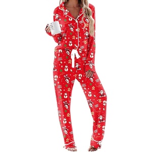image:imageEkouaer Womens Pajamas Long Sleeve Loungewear Casual Button Down PjsChristmas Snowman