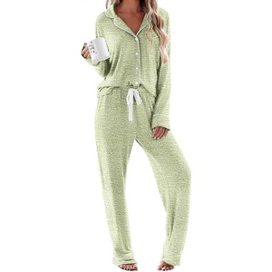 image:imageEkouaer Womens Pajamas Long Sleeve Loungewear Casual Button Down PjsLight Green
