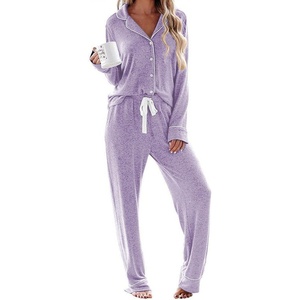 image:imageEkouaer Womens Pajamas Long Sleeve Loungewear Casual Button Down PjsLight Purple
