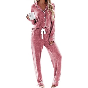 image:imageEkouaer Womens Pajamas Long Sleeve Loungewear Casual Button Down PjsWine