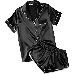 image:imageEkouaer Womens Satin Pajama Set Silk Pj Short Sets 2 Piece Loungewear S5XLBlack