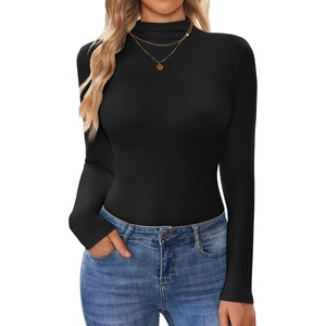 image:imageTurtleneck Tops for Women Long Sleeve Mock Neck Shirts Thermal UnderwearBlack
