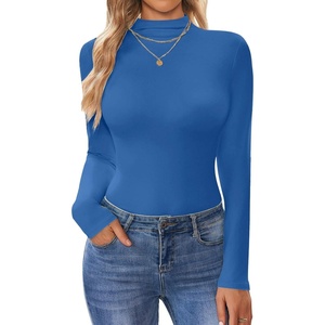 image:imageTurtleneck Tops for Women Long Sleeve Mock Neck Shirts Thermal UnderwearBright Blue