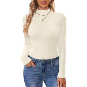 image:imageTurtleneck Tops for Women Long Sleeve Mock Neck Shirts Thermal UnderwearCreamy White