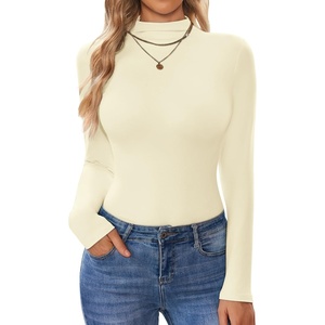image:imageTurtleneck Tops for Women Long Sleeve Mock Neck Shirts Thermal UnderwearLight Khaki