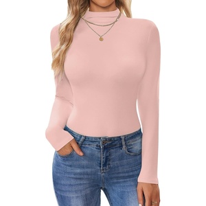 image:imageTurtleneck Tops for Women Long Sleeve Mock Neck Shirts Thermal UnderwearLight Pink