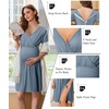 image:imageEkouaer Labor and Delivery Gown for Hospital V Neck Maternity Nursing DressDusty Blue