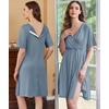 image:imageEkouaer Labor and Delivery Gown for Hospital V Neck Maternity Nursing DressDusty Blue