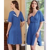 image:imageEkouaer Labor and Delivery Gown for Hospital V Neck Maternity Nursing DressGrey Blue