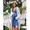 image:imageEkouaer Labor and Delivery Gown for Hospital V Neck Maternity Nursing DressGrey Blue
