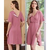 image:imageEkouaer Labor and Delivery Gown for Hospital V Neck Maternity Nursing DressGrey Purple