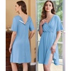 image:imageEkouaer Labor and Delivery Gown for Hospital V Neck Maternity Nursing DressLake Blue