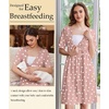 image:imageEkouaer Labor and Delivery Gown for Hospital V Neck Maternity Nursing DressLight Blue Heart