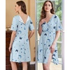 image:imageEkouaer Labor and Delivery Gown for Hospital V Neck Maternity Nursing DressLight Blue Moon Planet Butterfly