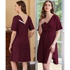 image:imageEkouaer Labor and Delivery Gown for Hospital V Neck Maternity Nursing DressMaroon