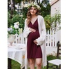 image:imageEkouaer Labor and Delivery Gown for Hospital V Neck Maternity Nursing DressMaroon