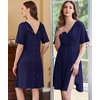 image:imageEkouaer Labor and Delivery Gown for Hospital V Neck Maternity Nursing DressNavy Blue